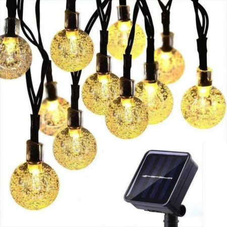 Ghirlande si benzi LED solare - Ghirlanda luminoasa solara pentru gradina cu 50 LED,alb lumina calda