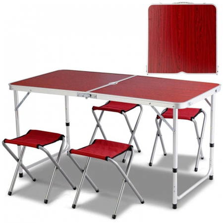 Masuta pliabila picnic din aluminiu 60 x 120 cm + 4 scaune pliabile [1]