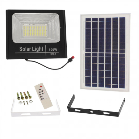 Sisteme si panouri solare - Proiector LED 100W alb rece cu panou solar si telecomanda Jortan JT-BJ100W-TZ