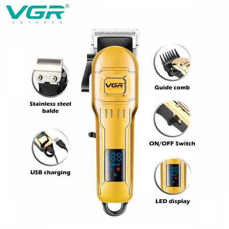 Aparat profesional de tuns VGR V-268 cu incarcare prin USB si afisaj digital LCD [2]