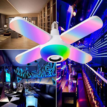 Bec cu lumina multicolora RGB, 4 brate mobile, boxa prin Bluetooth si telecomanda [1]