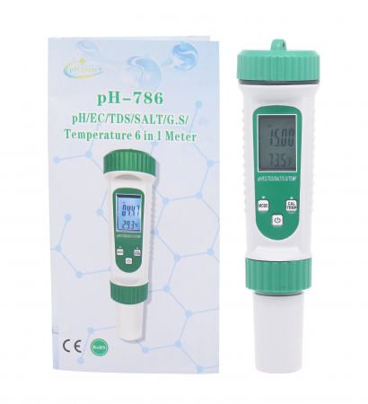 Sisteme filtrare si accesorii - Tester profesional pH-786,Multimetru 6 in1 pH/EC/TDS/Salt/S.g/TEMP meter pentru lichide