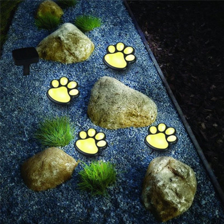 Set 4 lampi solare LED pentru gradina Paw Print Light, model amprenta labute de caine [1]