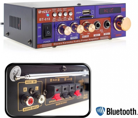 Amplificator digital tip statie BT-618, 2 x 30 W cu Bluetooth, citire USB si MicroSD [2]