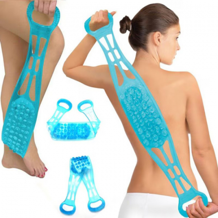Aparate de masaj - Banda de silicon pentru masaj si curatare 2in1 Dual Sided Back Scrubber