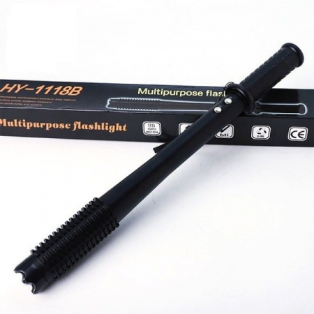 Baston electrosoc metalic cu lanterna pentru autoaparare tip Police HY-1118B [0]