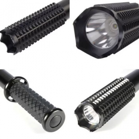 Baston electrosoc metalic cu lanterna pentru autoaparare tip Police HY-1118B [2]