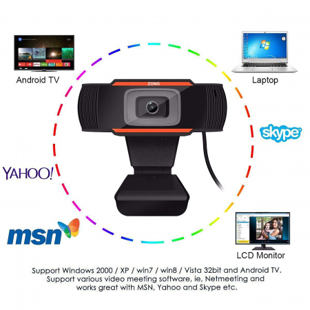 Camera web Full HD 1080P cu microfon incorporat, USB 2.0 [5]