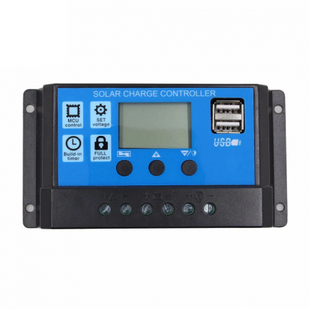 Sisteme si panouri solare - Controler pentru panou solar, regulator, 10A, 12V/24V, display LCD si 2 porturi USB