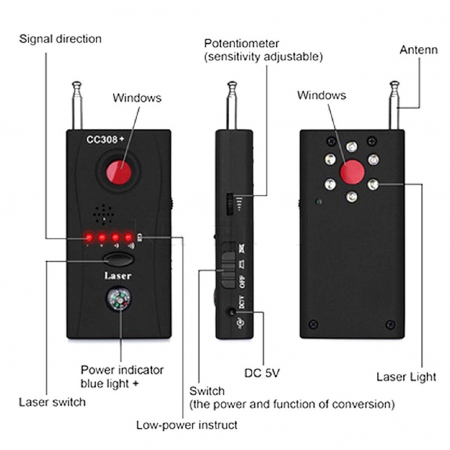 Detector de camere si microfoane ascunse,CC308+ [3]