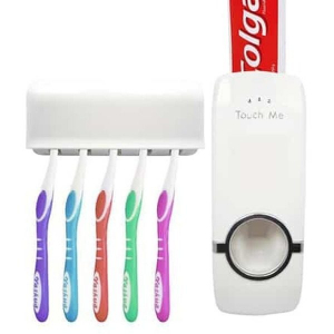 Articole pentru casa - Dozator pentru pasta de dinti cu suport de periute Touch Me