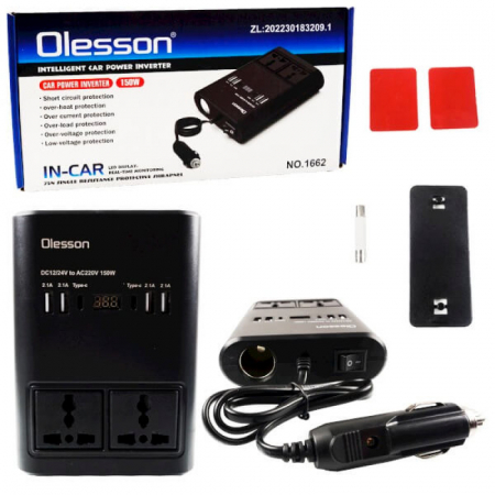 Invertor auto de 150W pentru a converti 12/24V DC la 220V AC cu 4 x USB Olesson [4]