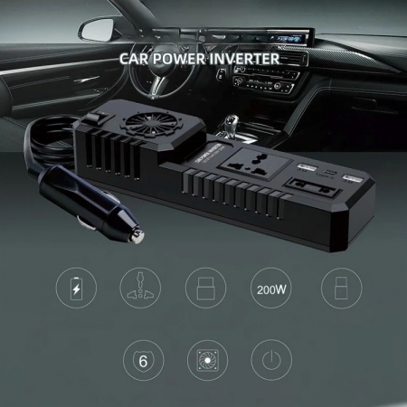 Invertor auto Olesson convertizor 12-24V la 220V AC cu putere 200 W [5]