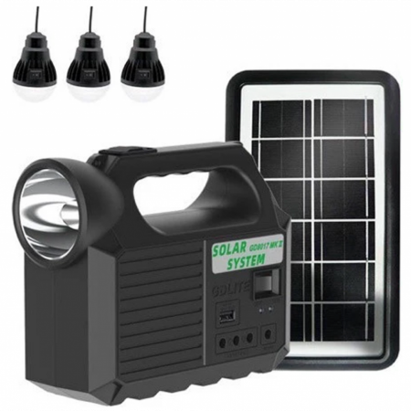 Iluminat si electrice - Kit lanterna 3 becuri cu panou solar portabil GDLite GD8017 Music