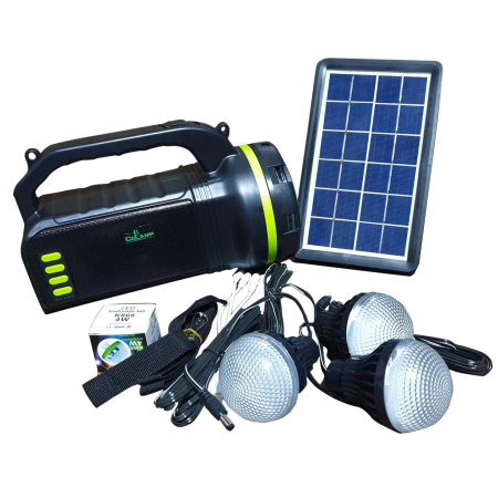 Kit incarcare solara - Kit Lanterna solara cu 4 becuri incluse, Functie de Powerbank, boxa cu Bluetooth si radio CL-18