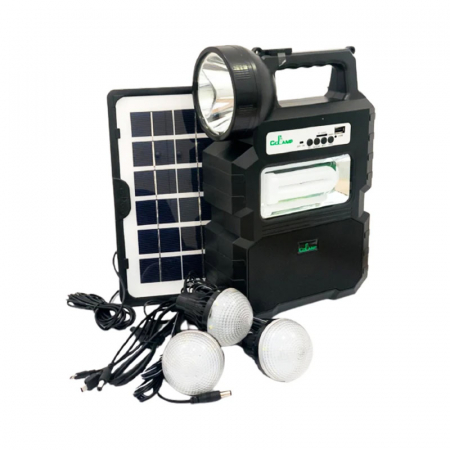 Kit panou solar CCLAMP CL-810 cu acumulator Lithium, Radio FM, Bluetooth si 3 becuri incluse [1]
