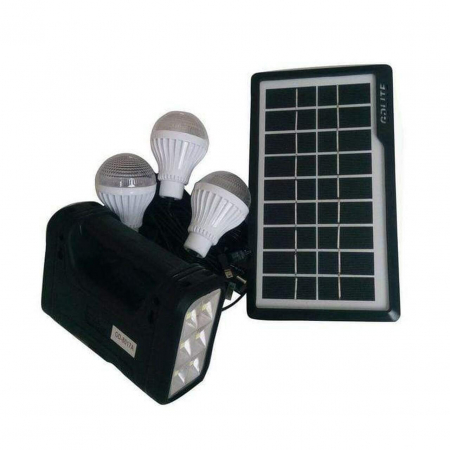 Kit sistem iluminare LED GDLite GD8017A cu 3 becuri si panou solar [3]