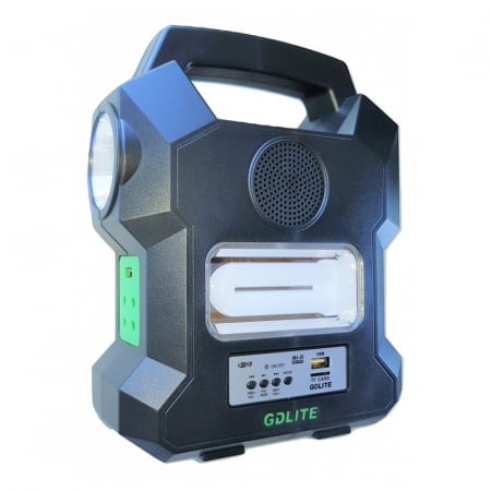 Kit solar portabil Gdlite GD-1000A, cu USB, Bluetooth, Radio FM, MP3 Player si 4 becuri incluse