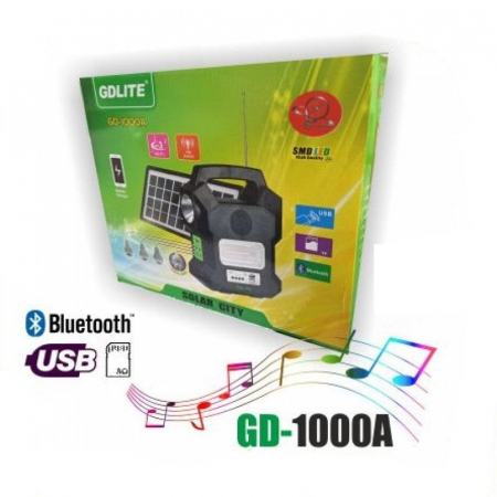 Kit solar portabil Gdlite GD-1000A, cu USB, Bluetooth, Radio FM, MP3 Player si 4 becuri incluse [3]