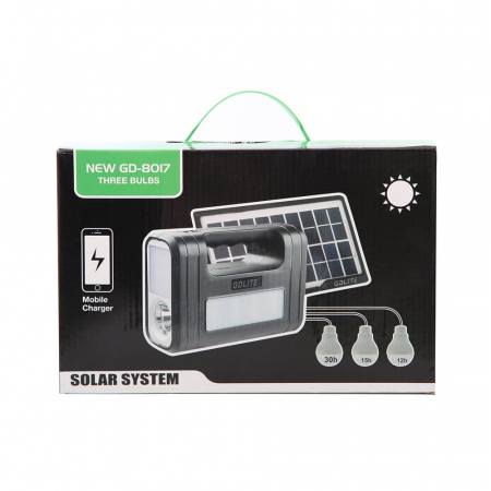 Kit solar portabil GDLITE GD-8017 NEW cu lanterne LED, 3 becuri si intrare USB [3]