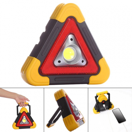 Triunghi reflectorizant iluminat LED cu incarcare solara sau prin USB [3]