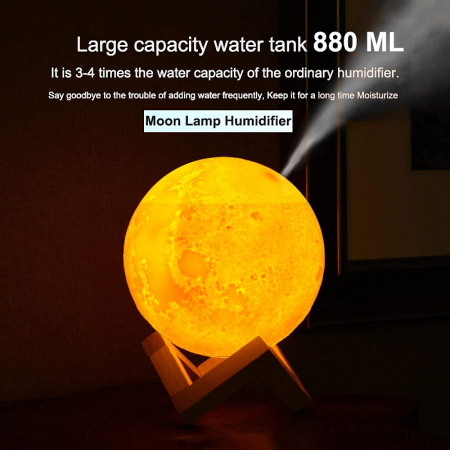 Umidificator lampa veghe, Luna Moon 3D cu suport de lemn [2]