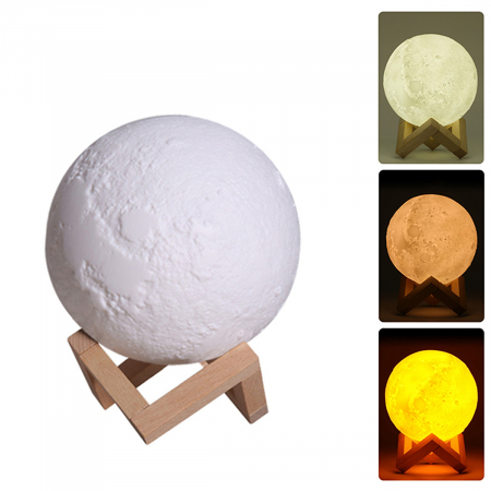 Umidificator lampa veghe, Luna Moon 3D cu suport de lemn [1]
