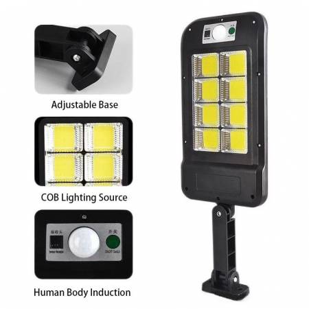 Lampa solara cu acumulator, inclus 160 LED COB, senzor de miscare si telecomanda [3]