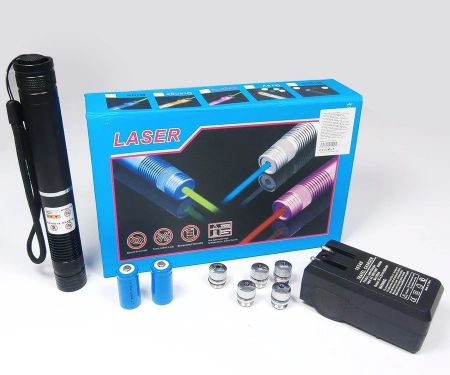Laser albastru pointer 50000 mW, cu 2 acumulatori si 5 capete 3D [3]