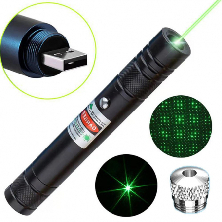 Laser pointer verde putere 100 mW cu acumulator si incarcare USB [3]