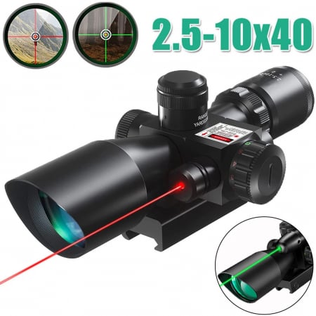 Luneta tactica profesionala cu laser rosu si puncte Mil-dot de iluminare 2.5-10x40E [2]