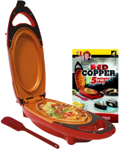 Plite electrice cu gaz sau cu inductie - Mini tigaie electrica pentru gatit rapid, Red Copper 5 minutes Chef