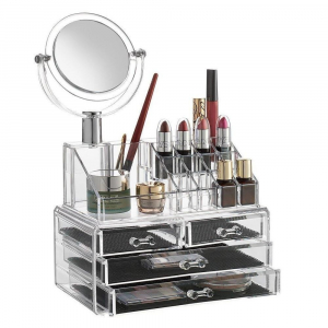 Organizator cosmetice din acril cu 4 sertare si oglinda [1]