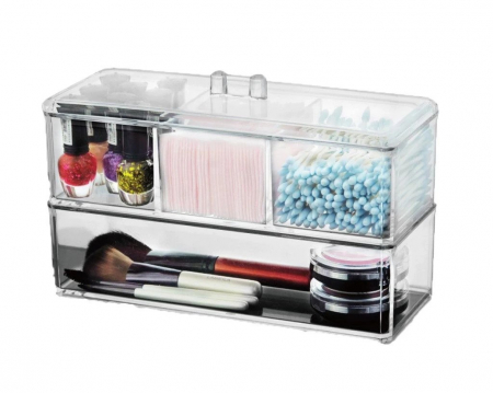 Organizator de cosmetice sau bijuterii,din acril transparent cu 2 sertare [2]