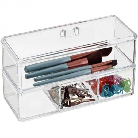 Accesorii make-up - Organizator de cosmetice sau bijuterii,din acril transparent cu 2 sertare