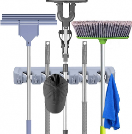 Organizator multifunctional pentru maturi si mopuri, de perete cu 6 carlige [3]