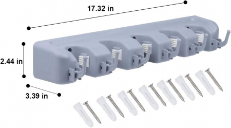 Organizator multifunctional pentru maturi si mopuri, de perete cu 6 carlige [2]