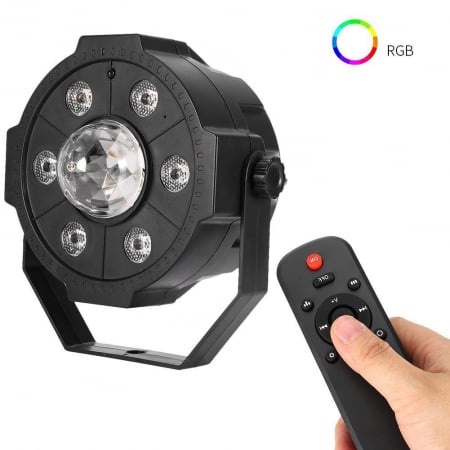 Echipamente de lumini - Proiector Jocuri Lumini Disco cu Telecomandă, Muzică USB și Bluetooth, 6+1 LED RGB