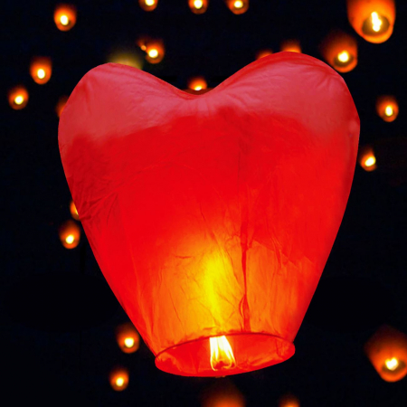 Set 10 lampioane zburatoare,Sky Lantern in forma de inima rosie [1]