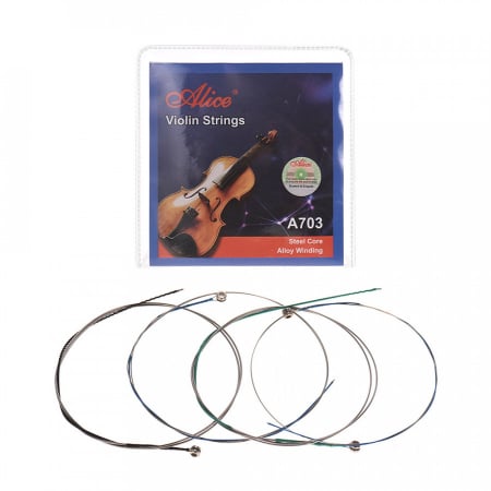 Set 4 corzi pentru vioara Alice A703A, din otel cu invelis nickel [1]