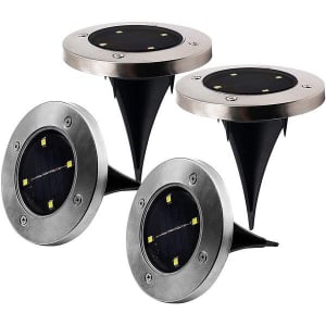 Lampi solare - Set 4 lampi solare cu 4 LED-uri si senzor de lumina Disk Lights