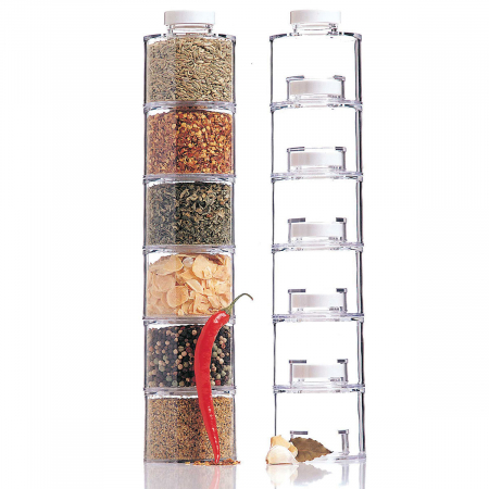 Rasnite cafea si condimente - Set condimente Spice Tower Carousel, 6 recipiente transparente
