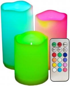 Set 3 lumanari din ceara cu LED electronice 12 culori si telecomanda [2]