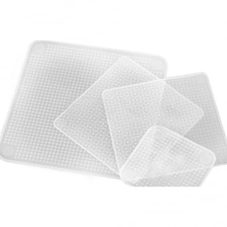 Tava si forme pentru cuptor - Set 4 folii pentru alimente din silicon reutilizabile, Stretch and Fresh