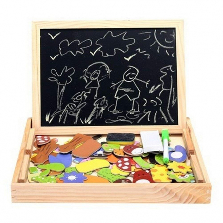 Tablita magnetica cu 2 fete si accesorii cu puzzle magnetice [2]
