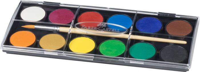 Acuarele 12 culori Pensula pastila de 30 mm Faber-Castell [2]