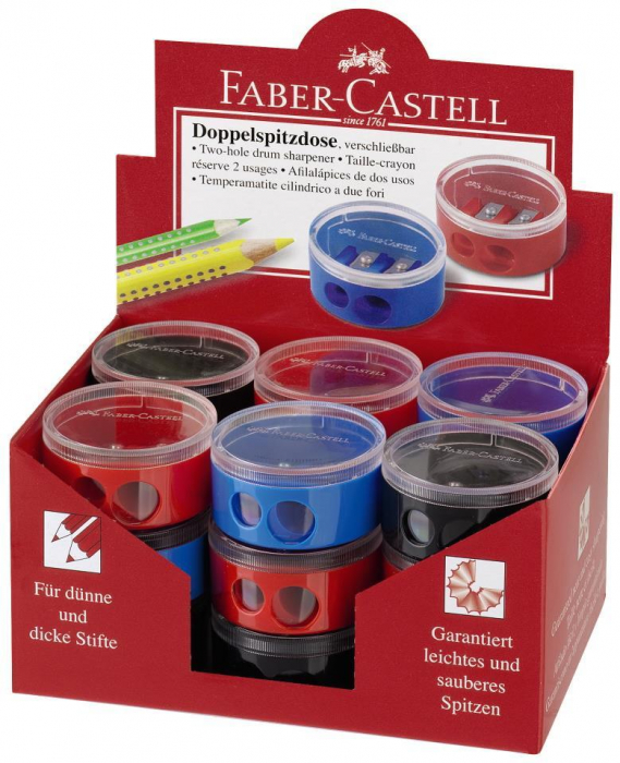 Ascutitoare Plastic Dubla Cu Container Twist Off Rosie/Albastra Faber-Castell [4]