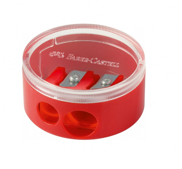 Ascutitoare Plastic Dubla Cu Container Twist Off Rosie/Albastra Faber-Castell [2]