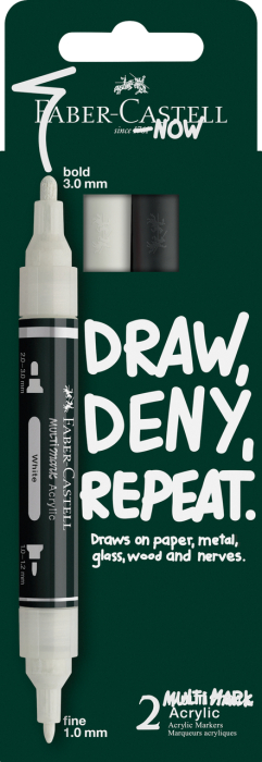 Blister 2 Markere Acrilice Multimark Alb-Negru, Faber-Castell [1]