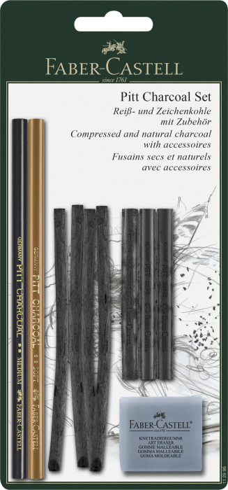 Blister Set 10 Bucati Pitt Monochrome Carbune, Faber-Castell [1]